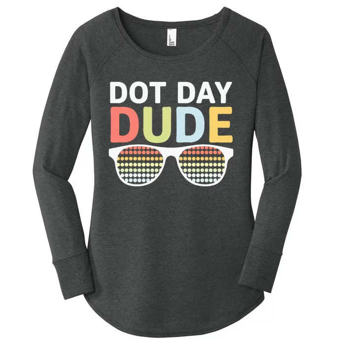 Dot Day Dotted Dude Glasses Women's Perfect Tri Tunic Long Sleeve Shirt