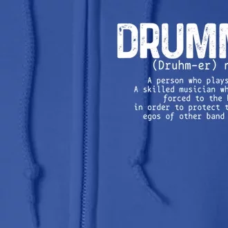 Drummer Definition Drums Drumming Funny Drummer Gift Full Zip Hoodie