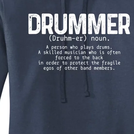 Drummer Definition Drums Drumming Funny Drummer Gift Women's Pullover Hoodie