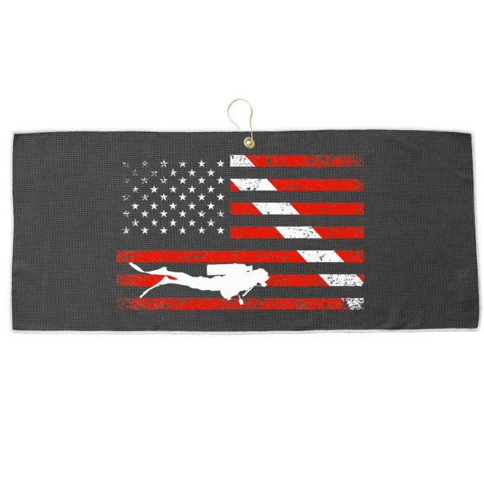 Diver Down Dive Flag Scuba Diving American Flag Large Microfiber Waffle Golf Towel