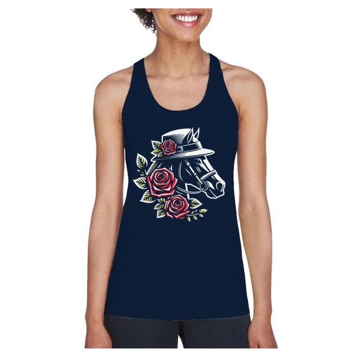 Derby Day Ddress 2024 Funny Hat Horse Racing Derby Women's Racerback Tank