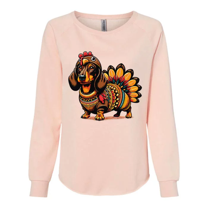 Doxie Dachshund Dog Turkey Womens California Wash Sweatshirt