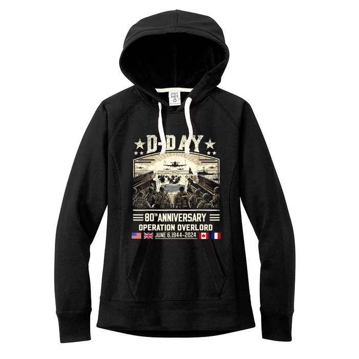 Dday Dwight D. Eisenhower Quote Dday 80th Anniversary Women's Fleece Hoodie