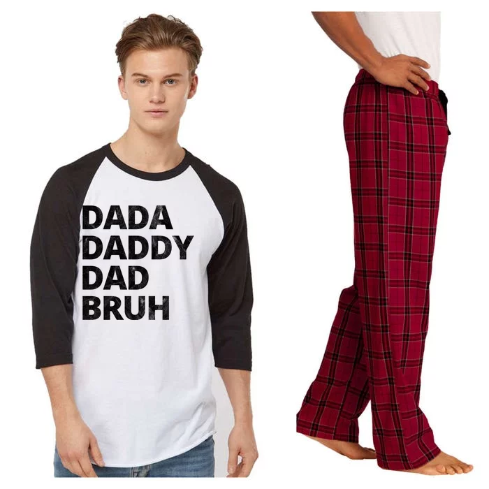 Dada Daddy Dad Bruh Vintage Funny Raglan Sleeve Pajama Set