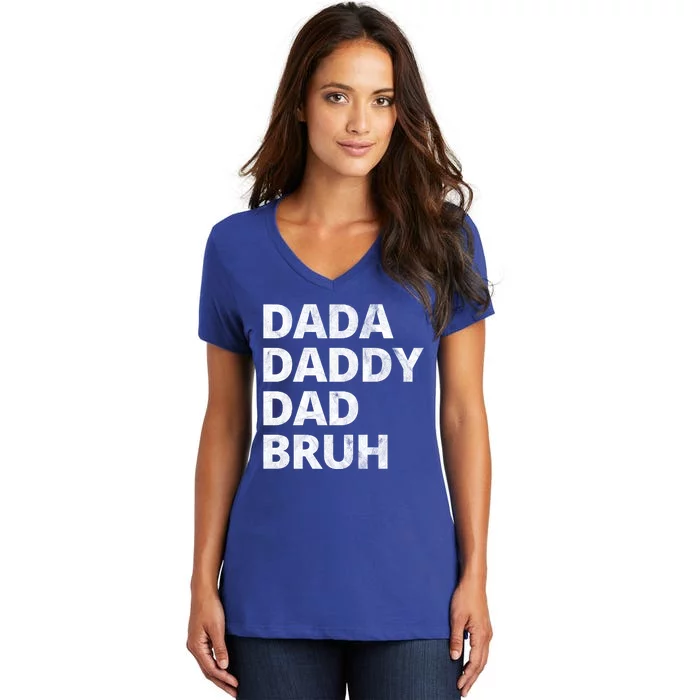 Dada Daddy Dad Bruh Vintage Funny Women's V-Neck T-Shirt