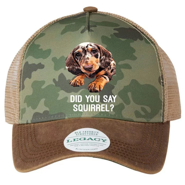 Dapple Dachshund Did You Say Squirrel Hooded Gift Legacy Tie Dye Trucker Hat