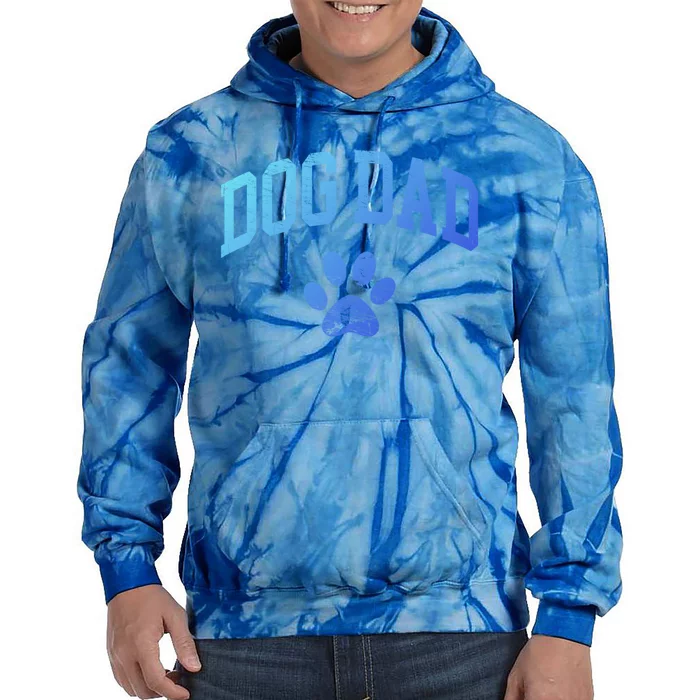 Dog Dad Distressed Design Style Funny Dog Paw Classic Gift Tie Dye Hoodie