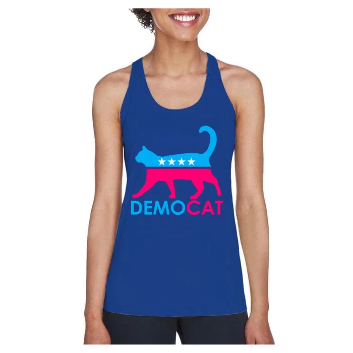 Democrat Democat Democat Cats For Kamala Cool Gift Women's Racerback Tank