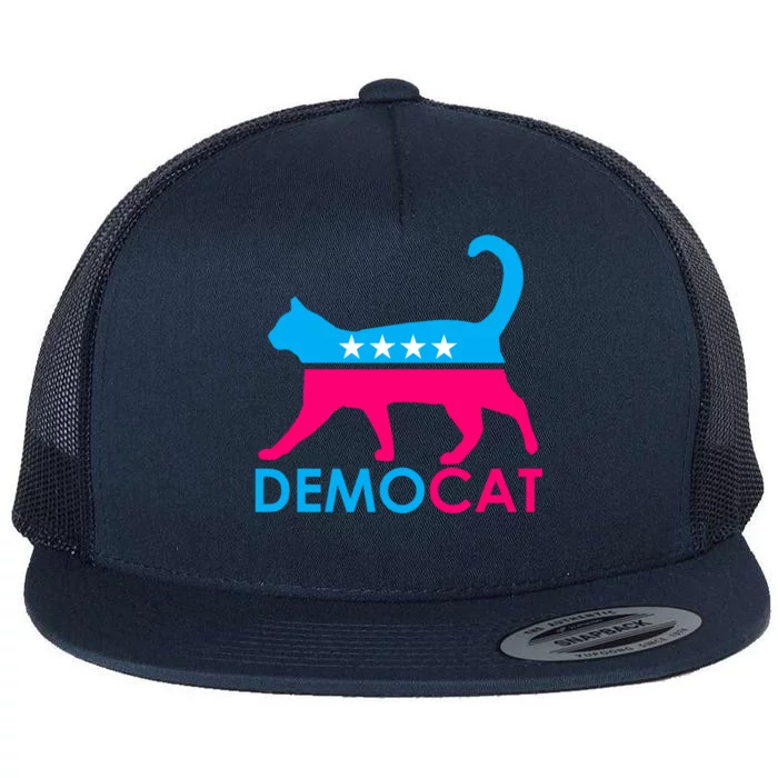 Democrat Democat Democat Cats For Kamala Cool Gift Flat Bill Trucker Hat