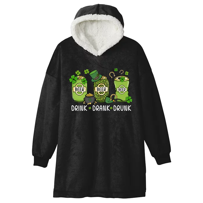 Drink Drank Drunk St Patrick's Day Lucky Irish Beer Drinking Team Hooded Wearable Blanket