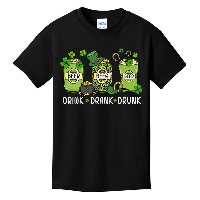 Drink Drank Drunk St Patrick's Day Lucky Irish Beer Drinking Team Kids T-Shirt