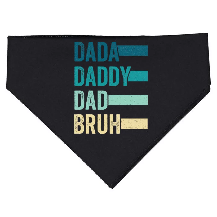 Dada Daddy Dad Bruh Fathers Day Vintage Funny Father Papa USA-Made Doggie Bandana