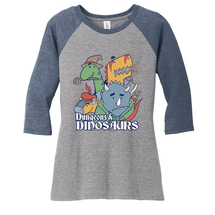 Dungeons & Dinosaurs Women's Tri-Blend 3/4-Sleeve Raglan Shirt