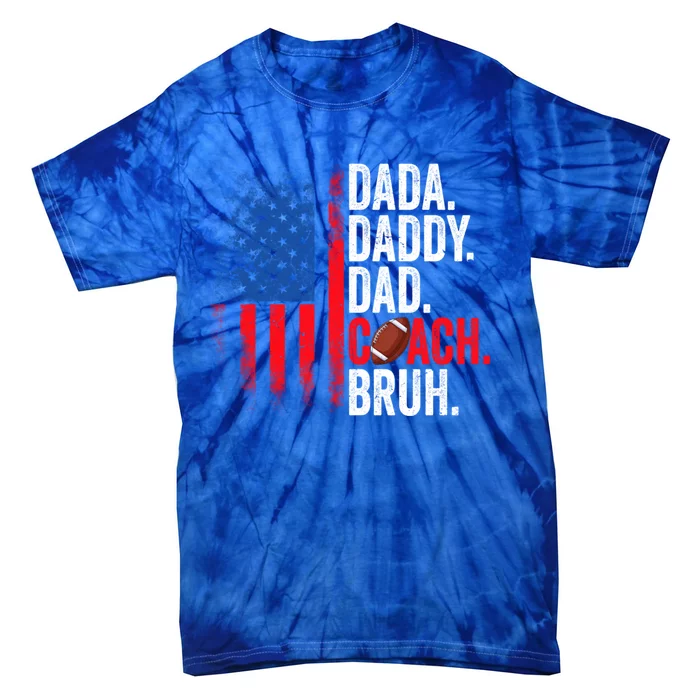 Dada Daddy Dad Coach Bruh Football Dad Usa Flag Fathers Day Gift Tie-Dye T-Shirt