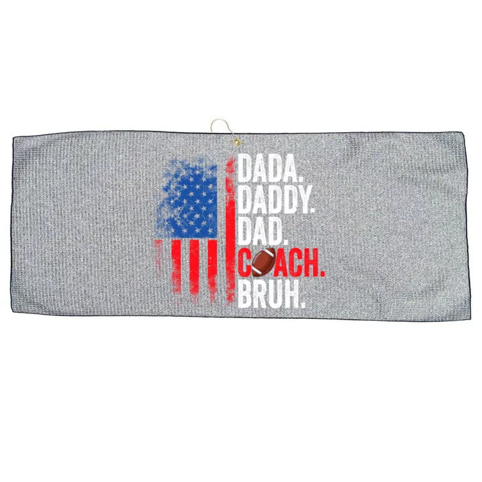 Dada Daddy Dad Coach Bruh Football Dad Usa Flag Fathers Day Gift Large Microfiber Waffle Golf Towel