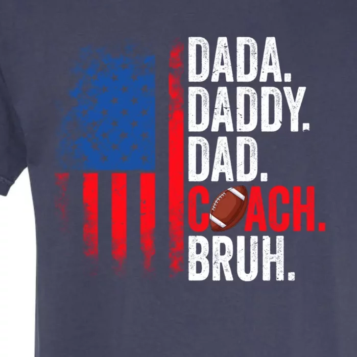 Dada Daddy Dad Coach Bruh Football Dad Usa Flag Fathers Day Gift Garment-Dyed Heavyweight T-Shirt