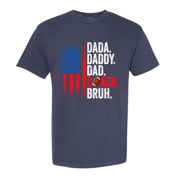 Dada Daddy Dad Coach Bruh Football Dad Usa Flag Fathers Day Gift Garment-Dyed Heavyweight T-Shirt