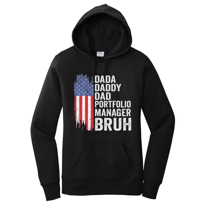 Dada Daddy Dad Portfolio Bruh Fathers Day 4th Of July Women's Pullover Hoodie