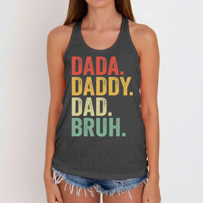 Dada Daddy Dad Bruh Fathers Day Vintage Funny Father Women's Knotted Racerback Tank