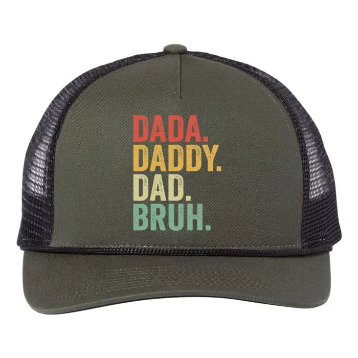 Dada Daddy Dad Bruh Fathers Day Vintage Funny Father Retro Rope Trucker Hat Cap