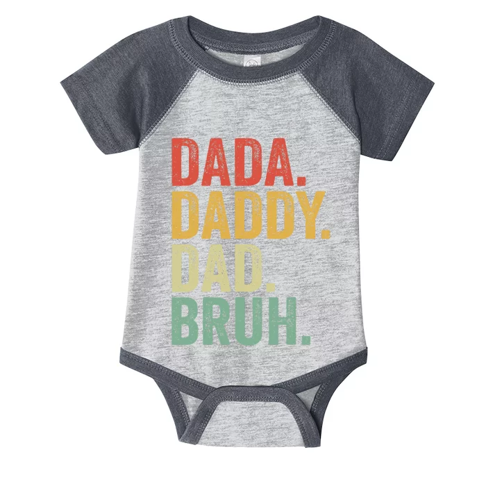 Dada Daddy Dad Bruh Fathers Day Vintage Funny Father Infant Baby Jersey Bodysuit