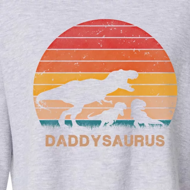 Dad Dinosaur Daddysaurus 2 Two Christmas Birthday Gift Cropped Pullover Crew