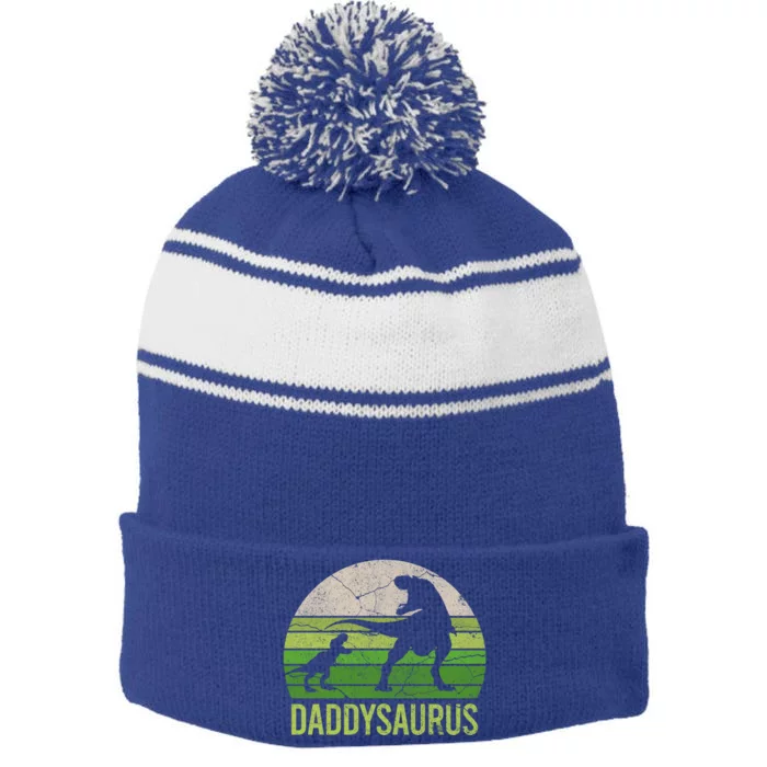 Daddy Dinosaur Daddysaurus 1 Tee Xmas Gift Father Day Gift Stripe Pom Pom Beanie