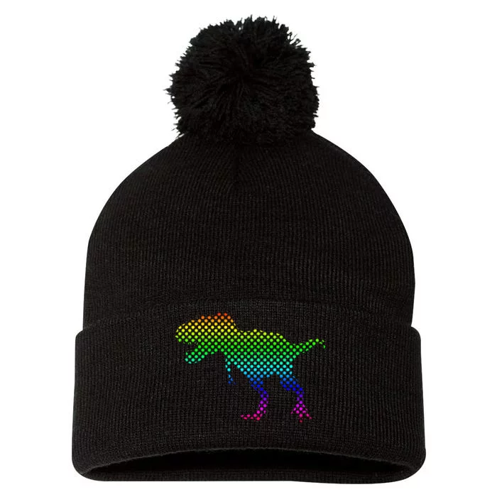 Dot Day Dinosaur TRex Pom Pom 12in Knit Beanie