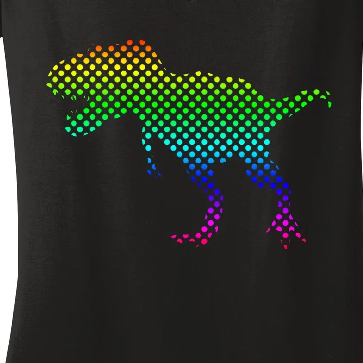 Dot Day Dinosaur TRex Women's V-Neck T-Shirt