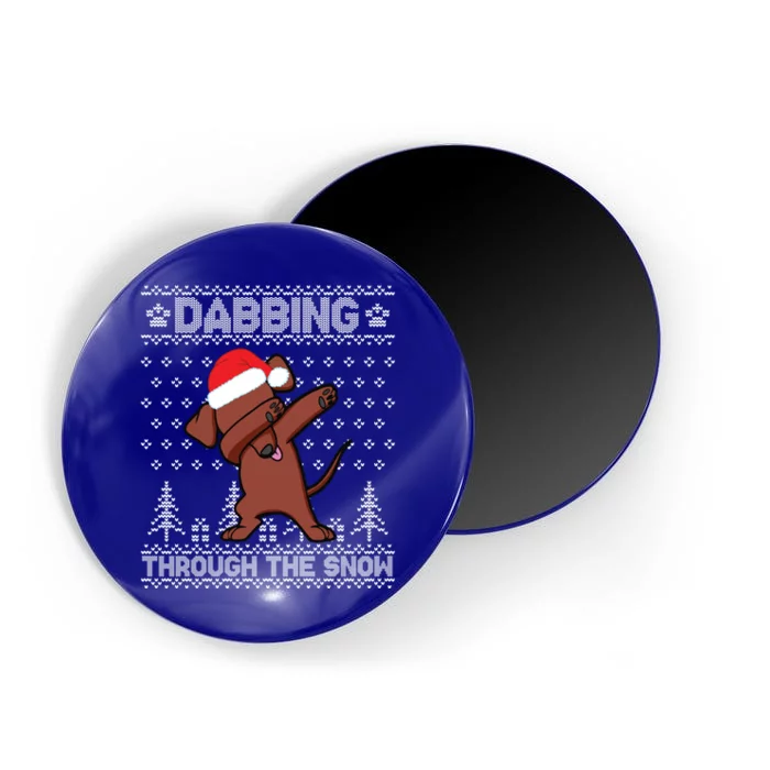 Dachshund Dog Dabbing Through The Snow Merry Christmas Day Gift Magnet