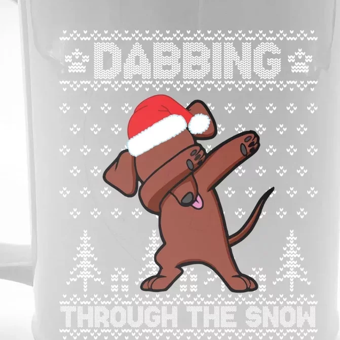 Dachshund Dog Dabbing Through The Snow Merry Christmas Day Gift Front & Back Beer Stein