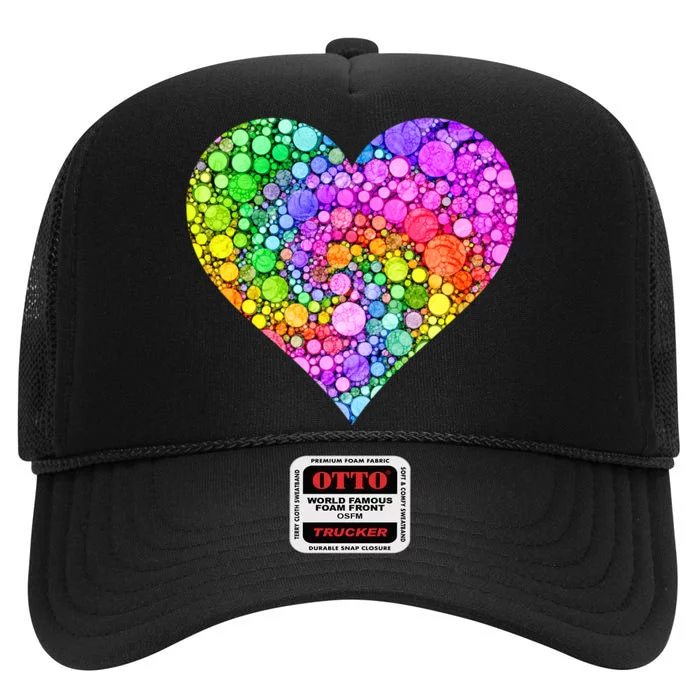 Dot Day Dotted Colorful Heart Of Dots High Crown Mesh Trucker Hat