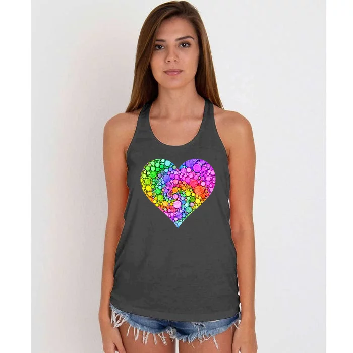 Dot Day Dotted Colorful Heart Of Dots Women's Knotted Racerback Tank