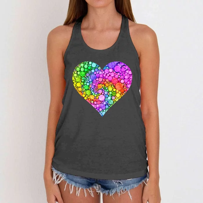 Dot Day Dotted Colorful Heart Of Dots Women's Knotted Racerback Tank