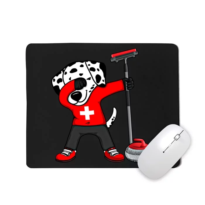 Dabbing Dalmatian Dog Switzerland Curling Fans Jersey Sports Gift Mousepad