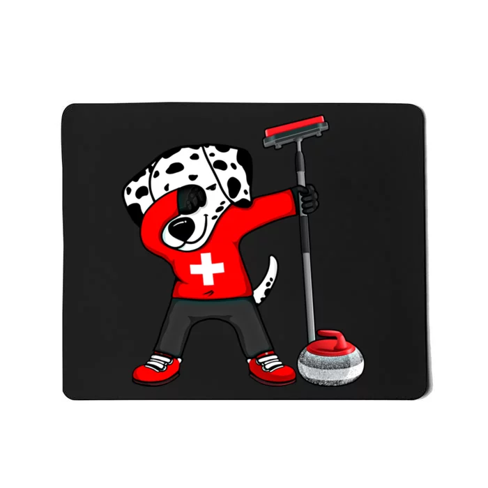 Dabbing Dalmatian Dog Switzerland Curling Fans Jersey Sports Gift Mousepad