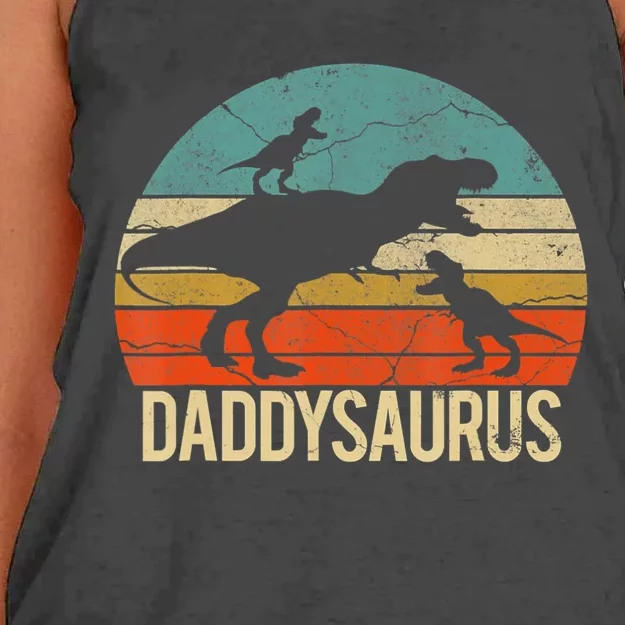 Daddy Dinosaur Daddysaurus 2 Two Christmas For Dad Women's Knotted Racerback Tank