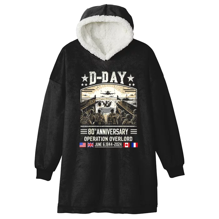 Dday Dwight D. Eisenhower Quote Dday 80th Anniversary Gift Hooded Wearable Blanket