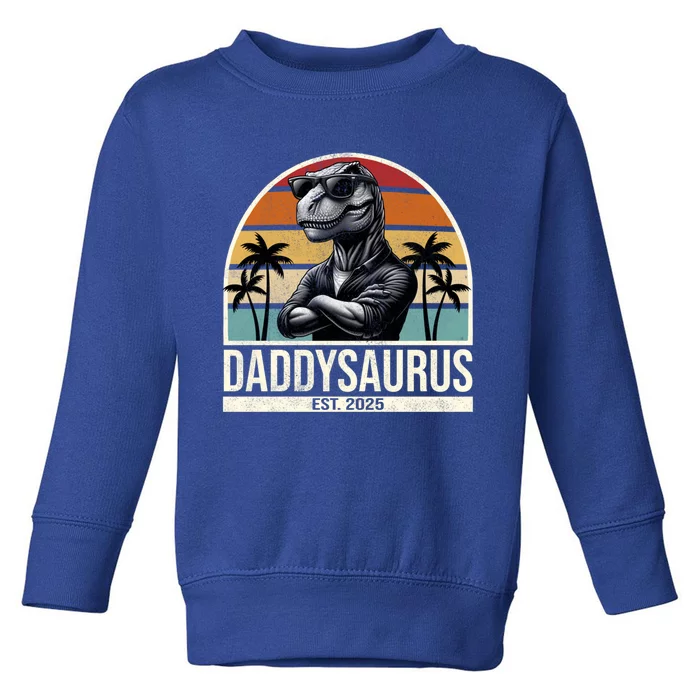 Dino Dad Daddysaurus New Dad 2025 Adult Dinosaur Dad Gift Toddler Sweatshirt