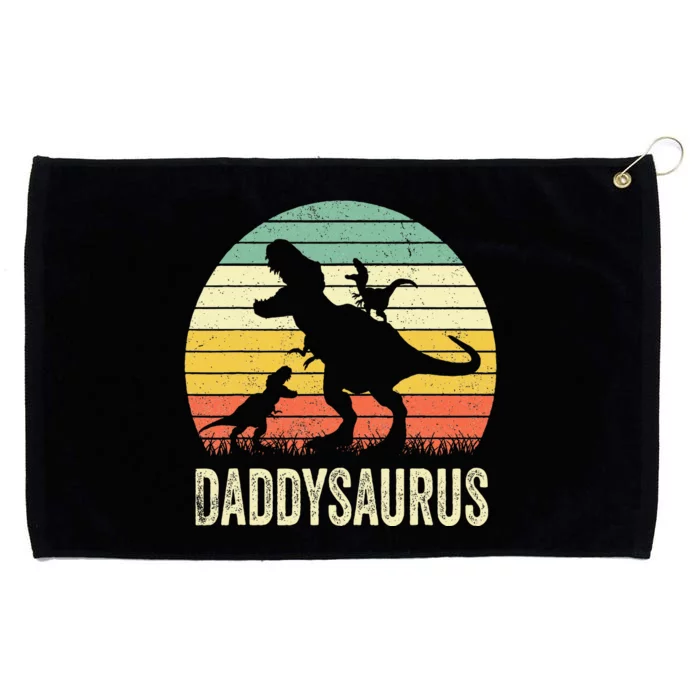 Daddy Dinosaur Daddysaurus 2 Kids Fathers Day Gift For Dad Grommeted Golf Towel