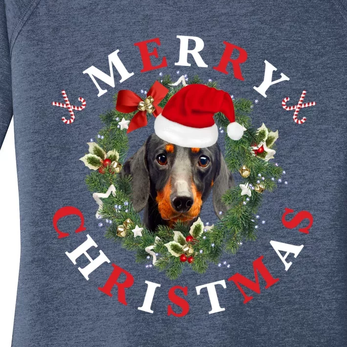 Dachshund Dachshund Dog Dachshund Christmas Cute Gift Women's Perfect Tri Tunic Long Sleeve Shirt