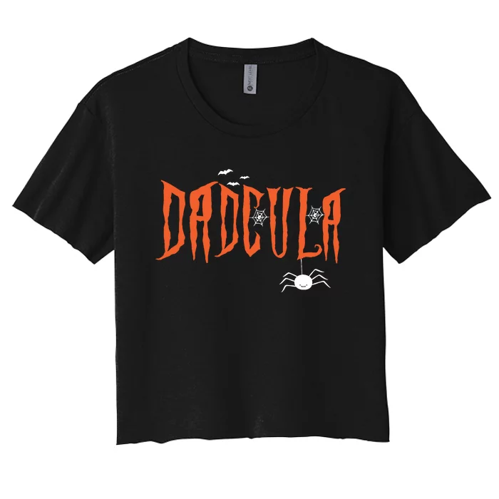 Dad Daddy Dracula Monster Costume Easy Halloween Gifts Women's Crop Top Tee