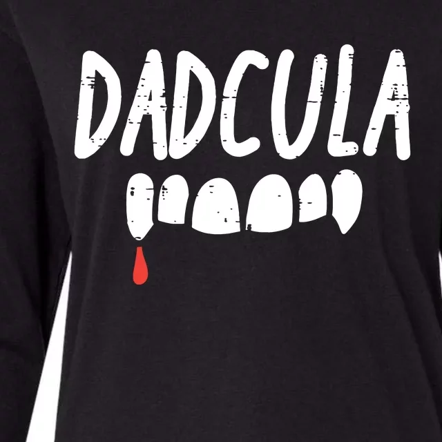 Dadcula Dad Dracula Halloween Family Matching Daddy Papa Womens Cotton Relaxed Long Sleeve T-Shirt