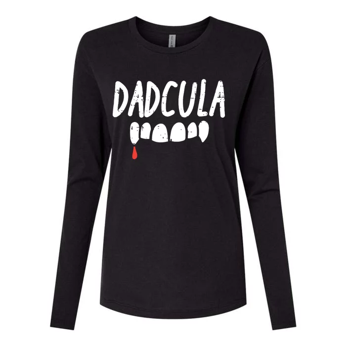 Dadcula Dad Dracula Halloween Family Matching Daddy Papa Womens Cotton Relaxed Long Sleeve T-Shirt