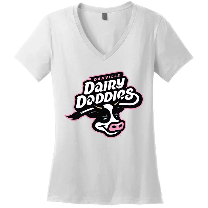 Danville Dairy Daddies Cow Women's V-Neck T-Shirt