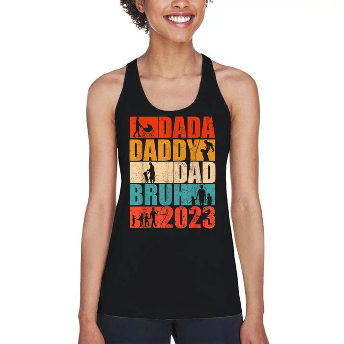 Dada Daddy Dad Bruh Vintage Happy Funny Amazing Fathers Day Women's Racerback Tank