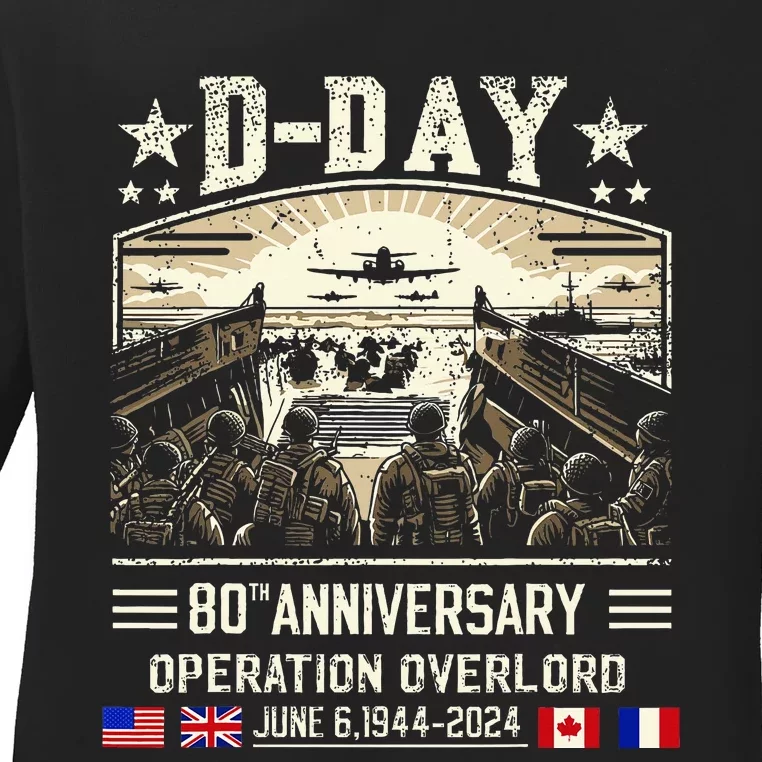 Dday Dwight D. Eisenhower Dday 80th Anniversary Ladies Long Sleeve Shirt