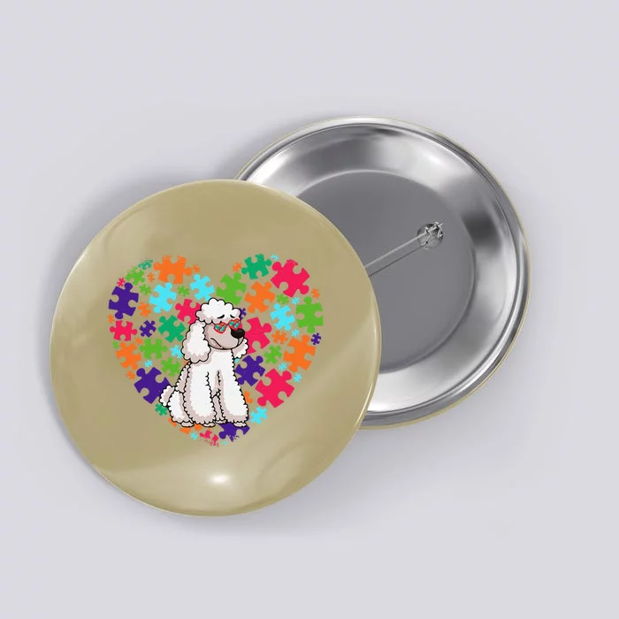 Dog Dad Dog Mom Gifts Autism Awareness Poodle Button