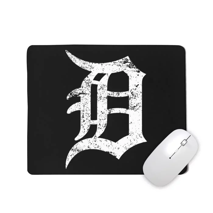 Distressed Detroit D Lettering Design Mousepad