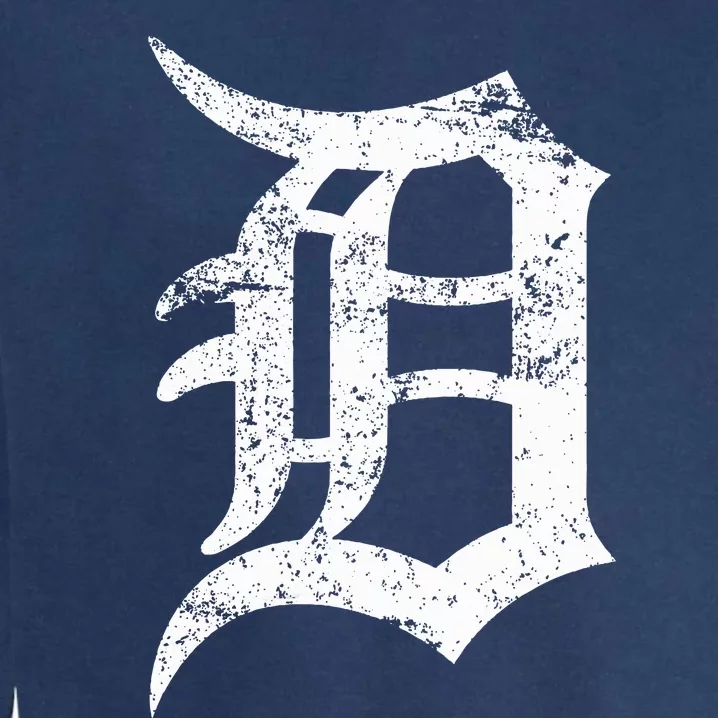 Distressed Detroit D Lettering Design Garment-Dyed Sweatshirt